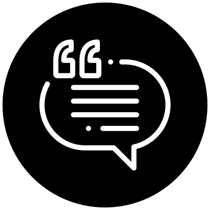 testimonial black circle icon